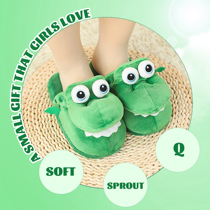 Crocodile-shaped slippers with an open mouth