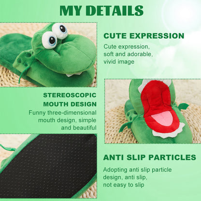 Crocodile-shaped slippers with an open mouth